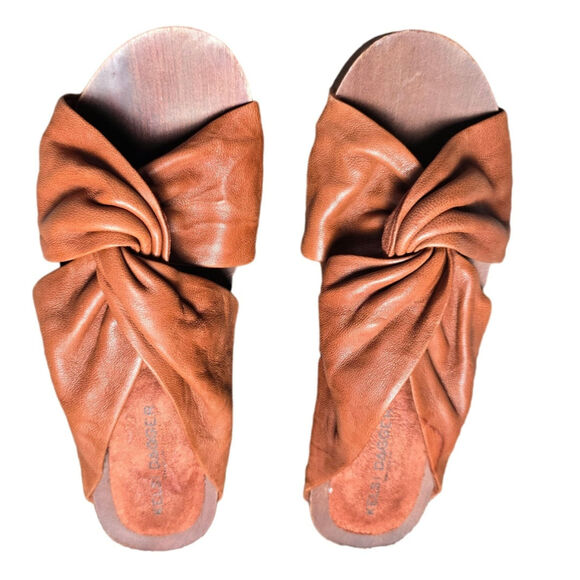 Kelsi Dagger Brooklyn Slide Platform sandals size 5 1/2 Retro Faux Wood look - Picture 2 of 4